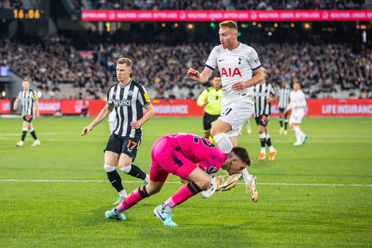 MELBOURNE, AUSTRALIA - MAY 22: Nick Pope of Newcastle United whilst playing Tottenham Hotspur during the Global Football Week at The Melbourne Cricket Ground on May 22, 2024 in Melbourne, Australia