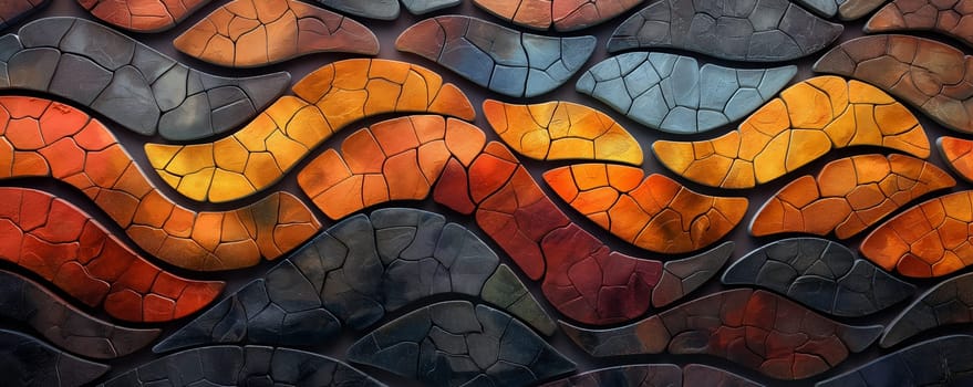 Colored mosaic of colored stones in waves. Selective focus