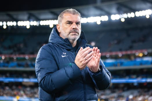 MELBOURNE, AUSTRALIA - MAY 22: Ange Postecoglou of Tottenham Hotspur thanks fans after losing to Newcastle United during the Global Football Week at The Melbourne Cricket Ground on May 22, 2024 in Melbourne, Australia