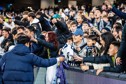 MELBOURNE, AUSTRALIA - MAY 22: Heung Min Son of Tottenham Hotspur meets fans after Newcastle United beat Tottenham Hotspur on penalties during the Global Football Week at The Melbourne Cricket Ground on May 22, 2024 in Melbourne, Australia
