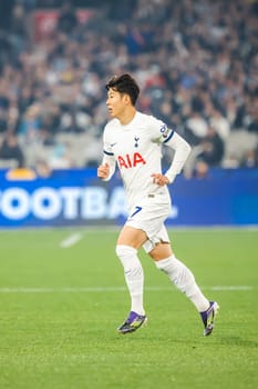 MELBOURNE, AUSTRALIA - MAY 22: Heung Min Son of Tottenham Hotspur whilst playing Newcastle United during the Global Football Week at The Melbourne Cricket Ground on May 22, 2024 in Melbourne, Australia
