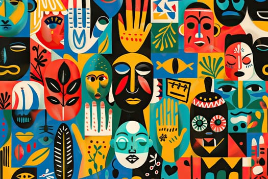 Colorful Digital Artwork Featuring Cultural Elements and Motifs Promoting Inclusion and Diversity Concept Vibrant Cultural Expression.