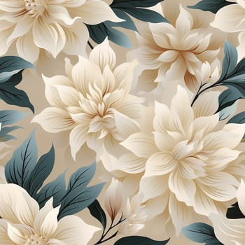 Seamless pattern tile background flowers and floral leaves plants. High quality photo