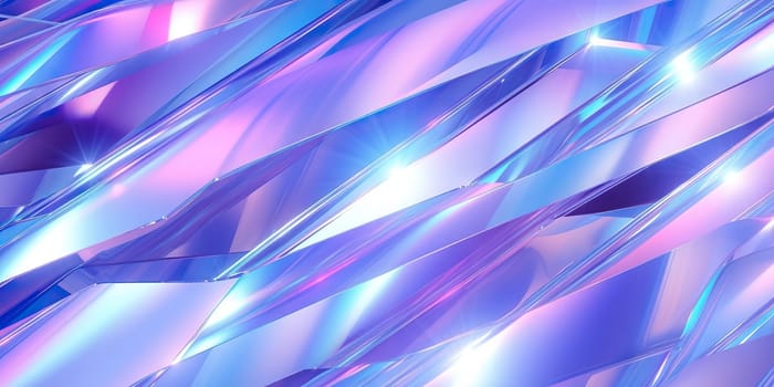 Holographic background with glass shards. Rainbow reflexes in pink and purple color. Abstract trendy pattern. Texture with magical effect