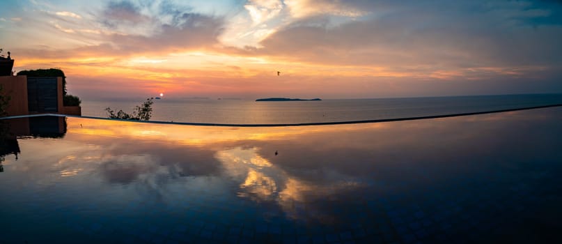 View of Cape Panwa beach at sunset, in Phuket, Thailand, south east Asia