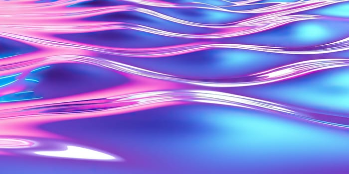 Abstract 3d render. Holographic chrome gradient water waves. Iridescent gradient digital art for banner background, wallpaper