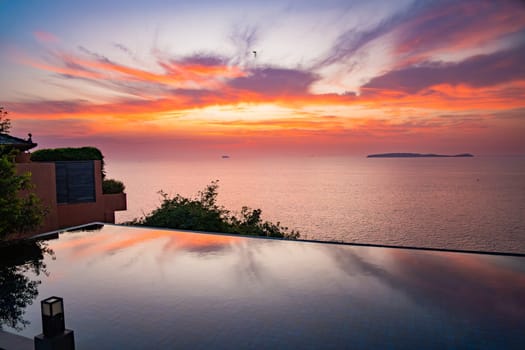 View of Cape Panwa beach at sunset, in Phuket, Thailand, south east Asia