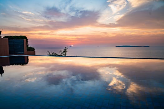 View of Cape Panwa beach at sunset, in Phuket, Thailand, south east Asia