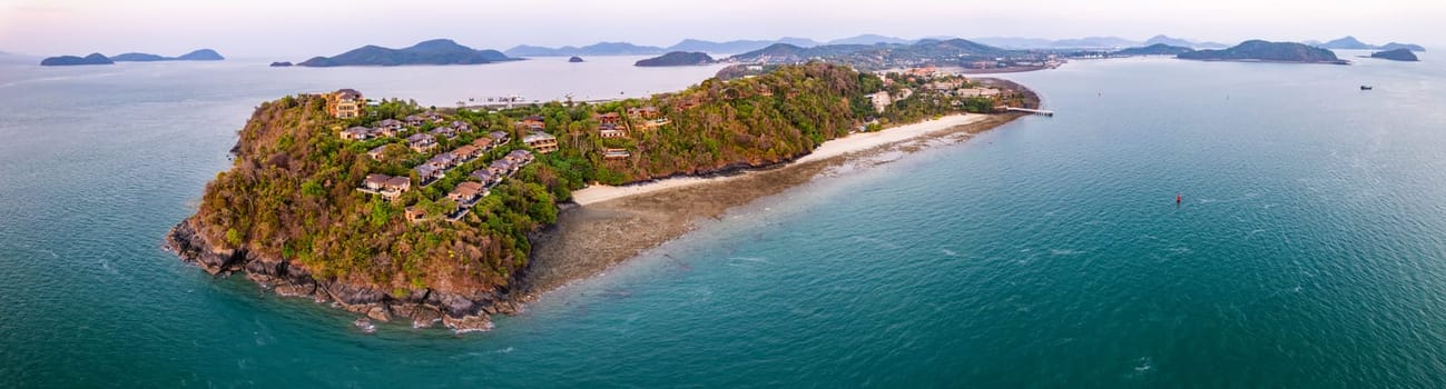 View of Cape Panwa beach at sunset, in Phuket, Thailand, south east Asia