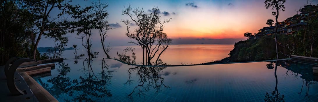 View of Cape Panwa beach at sunset, in Phuket, Thailand, south east Asia