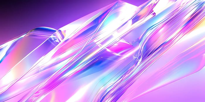 Holographic background with glass shards. Rainbow reflexes in pink and purple color. Abstract trendy pattern. Texture with magical effect