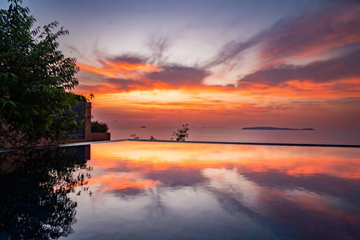 View of Cape Panwa beach at sunset, in Phuket, Thailand, south east Asia