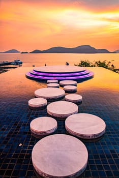 View of Cape Panwa beach at sunset, in Phuket, Thailand, south east Asia