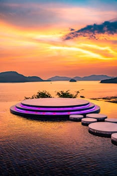 View of Cape Panwa beach at sunset, in Phuket, Thailand, south east Asia