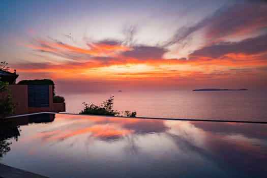 View of Cape Panwa beach at sunset, in Phuket, Thailand, south east Asia