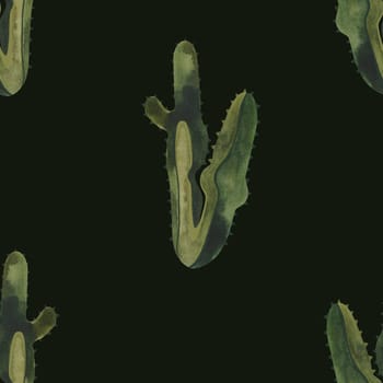 Cacti. Seamless watercolor pattern for wrapping paper, wallpaper and textiles