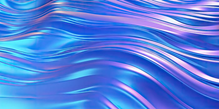 Abstract 3d render. Holographic chrome gradient water waves. Iridescent gradient digital art for banner background, wallpaper