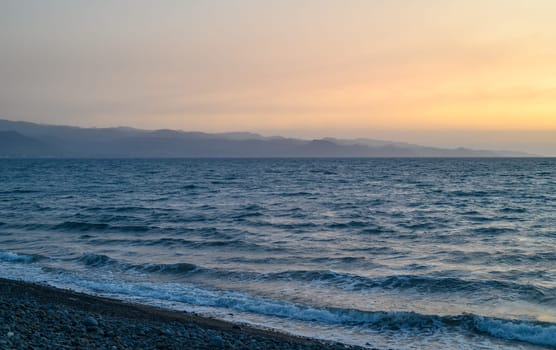 beautiful sunset light mediterranean sea cyprus