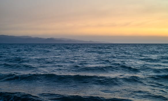 sunset over the mountains and sea. Cyprus