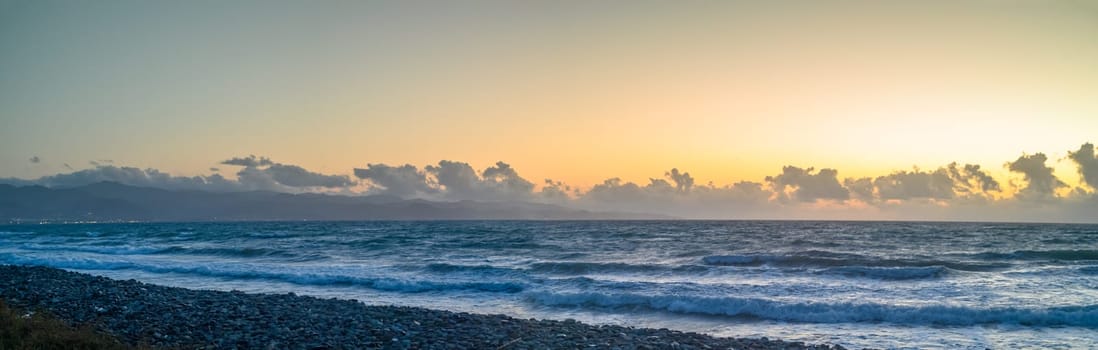 sunset over the mountains and sea. Cyprus