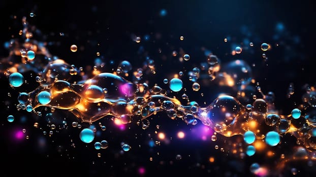 A cluster of transparent bubbles floating gracefully in mid-air, reflecting light and colors as they move. The bubbles appear to be weightless and seamlessly rise upwards.