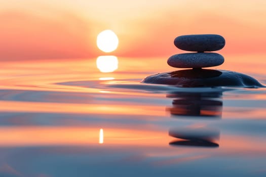 Balanced Zen Stones in clear Water .ai generative.
