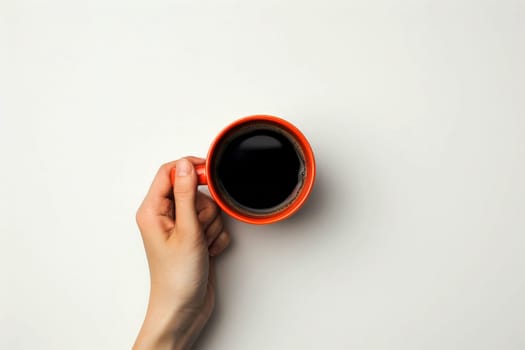 Hands holding coffee cup with isolated background AI generated.