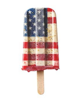 American flag themed ice cream popsicle on a white background