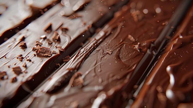 Detailed, close-up shot of a smooth chocolate bench with visible break lines, rich dark color, and perfectly even surface.