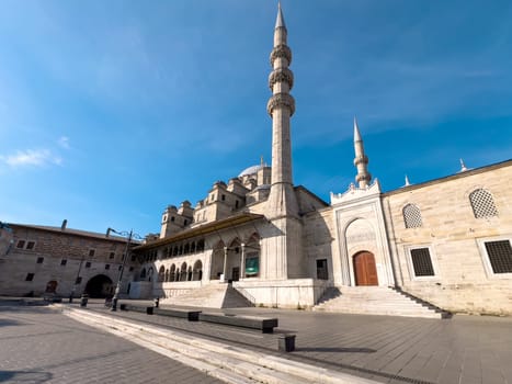 Yeni Cami (New Mosque) located in Eminönü, Istanbul on a sunny spring day