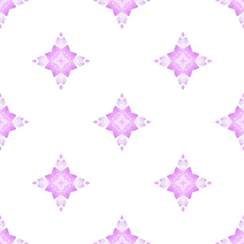 Watercolor medallion seamless border. Purple graceful boho chic summer design. Textile ready radiant print, swimwear fabric, wallpaper, wrapping. Medallion seamless pattern.