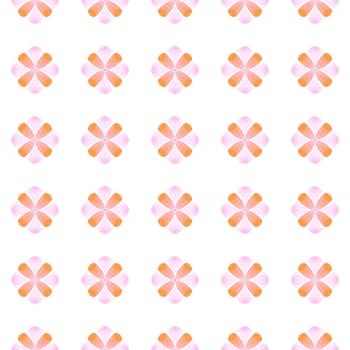 Ikat repeating swimwear design. Orange bizarre boho chic summer design. Textile ready unequaled print, swimwear fabric, wallpaper, wrapping. Watercolor ikat repeating tile border.