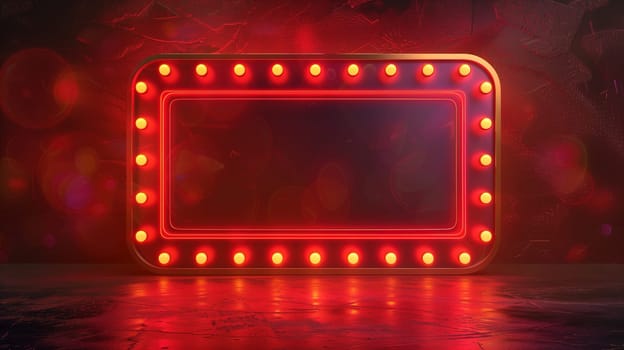 A red light sign is illuminated against a black background. The sign is signaling and attracting attention, creating a bold visual impact.