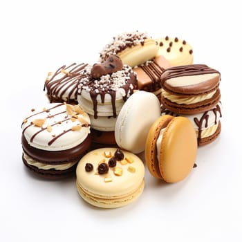 Biscuit Cookies Assortment. Cookies and Macaroons on White Background.