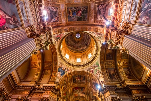 ROME, ITALY, JUNE 14, 2015 : interiors and architectural details of Sant Andrea della Valle basilica, june 14, 2015, in Rome, Italy