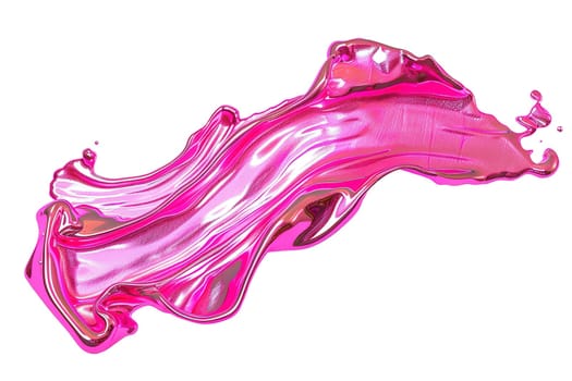 Abstract liquid pink shape with holographic effect, isolated on white background. Vibrant, iridescent color. Divider, separating graphic design element. Useful as footer or header. Generative AI