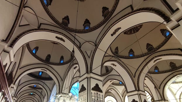 Ulukami, Great Mosque of Bursa in Turkey, view of the domes from the inside
