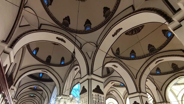 Ulukami, Great Mosque of Bursa in Turkey, view of the domes from the inside