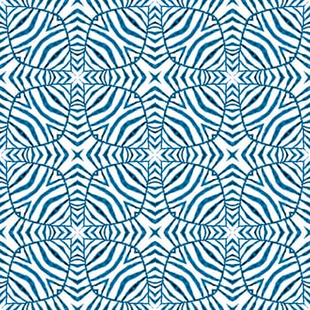 Organic tile. Blue extraordinary boho chic summer design. Textile ready beautiful print, swimwear fabric, wallpaper, wrapping. Trendy organic green border.