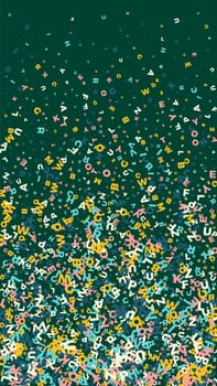 Concept of school background. Colorful childish falling letters of English language. Foreign languages study concept. Back to school banner .
