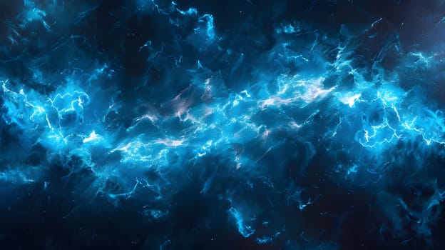 The pattern of electric blue gas resembles a galaxy in space, with swirling blue clouds that seem like water in the sky, creating a mesmerizing meteorological phenomenon