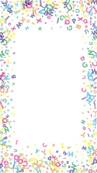 Concept of school background. Colorful childish falling letters of English language. Foreign languages study concept. Back to school banner .
