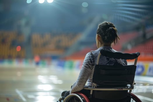 A basketball player sitting on wheelchair.