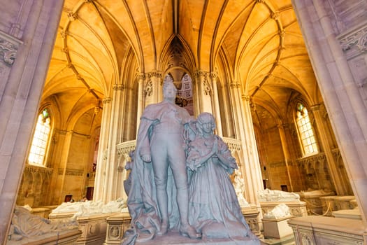 DREUX, FRANCE, MAY 15, 2024 : The Royal Chapel of Dreux, built in 19th century,  is the traditional gothic burial place of members of the House of Orleans. 