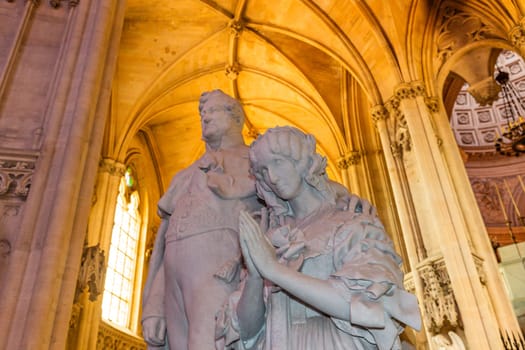 DREUX, FRANCE, MAY 15, 2024 : The Royal Chapel of Dreux, built in 19th century,  is the traditional gothic burial place of members of the House of Orleans. 