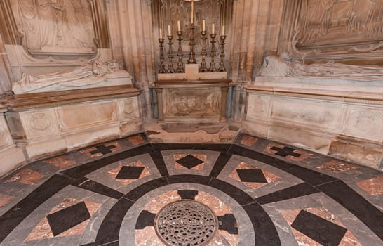 DREUX, FRANCE, MAY 15, 2024 : The Royal Chapel of Dreux, built in 19th century,  is the traditional gothic burial place of members of the House of Orleans. 