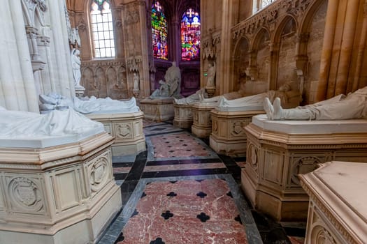 DREUX, FRANCE, MAY 15, 2024 : The Royal Chapel of Dreux, built in 19th century,  is the traditional gothic burial place of members of the House of Orleans. 