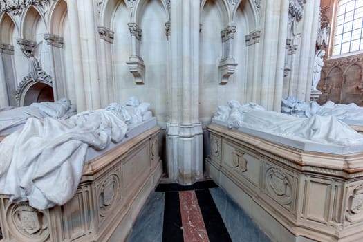 DREUX, FRANCE, MAY 15, 2024 : The Royal Chapel of Dreux, built in 19th century,  is the traditional gothic burial place of members of the House of Orleans. 