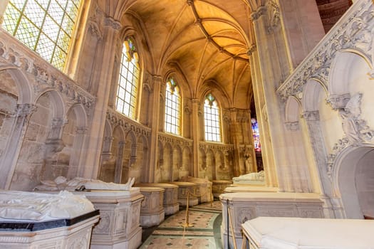 DREUX, FRANCE, MAY 15, 2024 : The Royal Chapel of Dreux, built in 19th century,  is the traditional gothic burial place of members of the House of Orleans. 