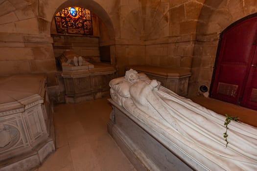 DREUX, FRANCE, MAY 15, 2024 : The Royal Chapel of Dreux, built in 19th century,  is the traditional gothic burial place of members of the House of Orleans. 